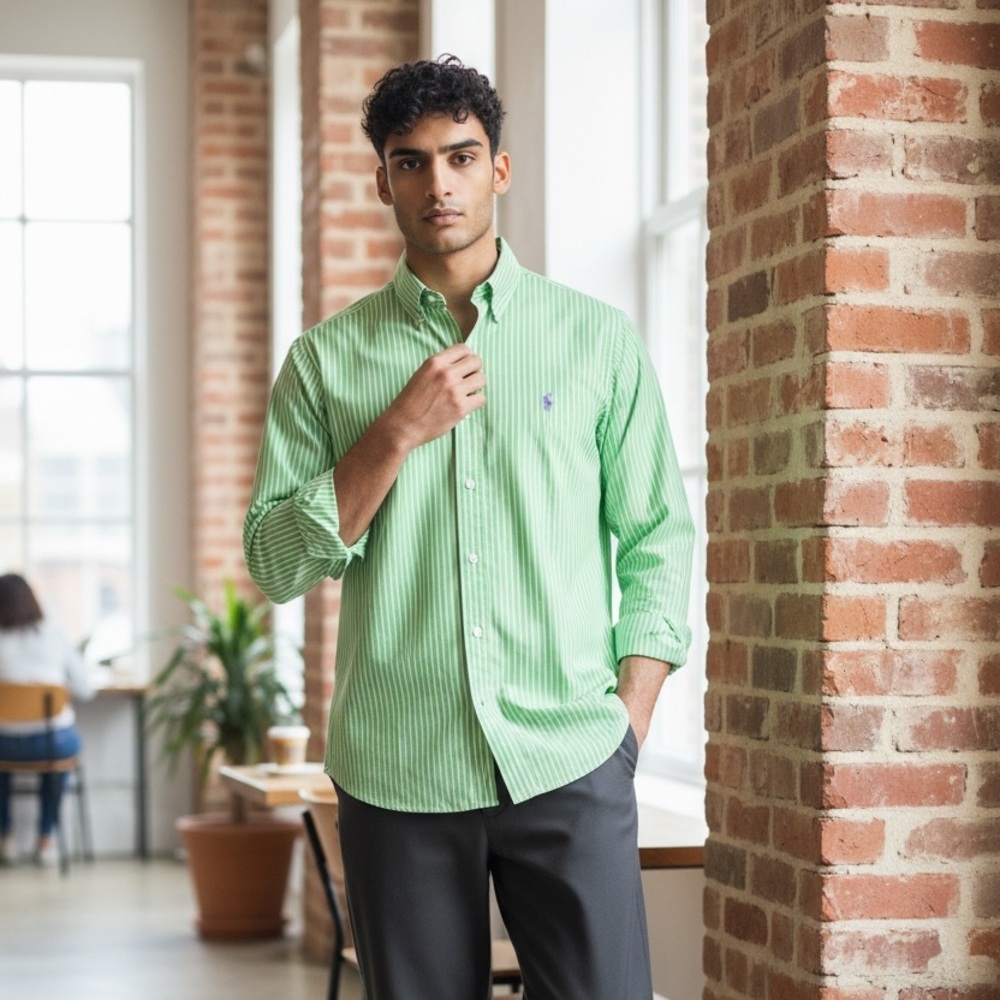 Ralph Lauren Lime Green Striped Shirt